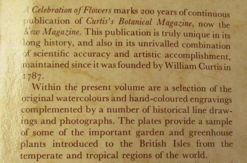 A CELEBRATION OF FLOWERS TWO HUNDRED YEARS OF CURTIS`S BOTANICAL MAGAZINE FIRST EDITION 1987