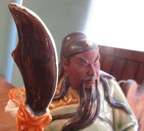 ABSOLUTELY BIG  BEAUTIFUL CHINESE WARRIOR FIGURINE WITH HALBERD PROBABLY YONGZHENG NIAN ZHI 2000`S