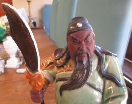 ABSOLUTELY BIG  BEAUTIFUL CHINESE WARRIOR FIGURINE WITH HALBERD PROBABLY YONGZHENG NIAN ZHI 2000`S