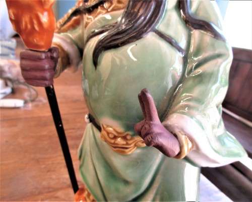 ABSOLUTELY BIG  BEAUTIFUL CHINESE WARRIOR FIGURINE WITH HALBERD PROBABLY YONGZHENG NIAN ZHI 2000`S