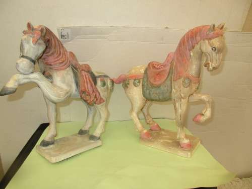 BEAUTIFUL  PAIR TANG DYNASTY  CERAMIC CHINESE HORSES  c1960`s