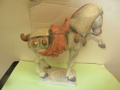 BEAUTIFUL  PAIR TANG DYNASTY  CERAMIC CHINESE HORSES  c1960`s