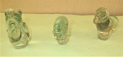 THREE SWAZI GLASS ANIMALS STALLION, SQUIRREL AND A CHEETAH