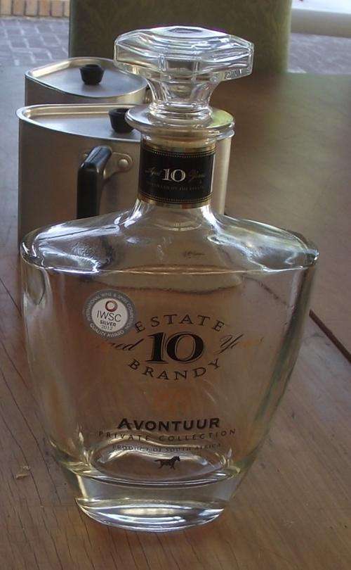 GLASS DECANTER MARKED AVONTUUR