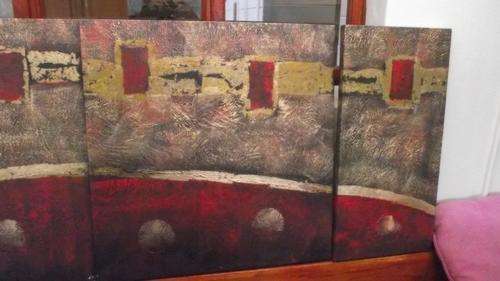 SET 3 DIFFERING SIZED PAINTINGS ABSTRACTS