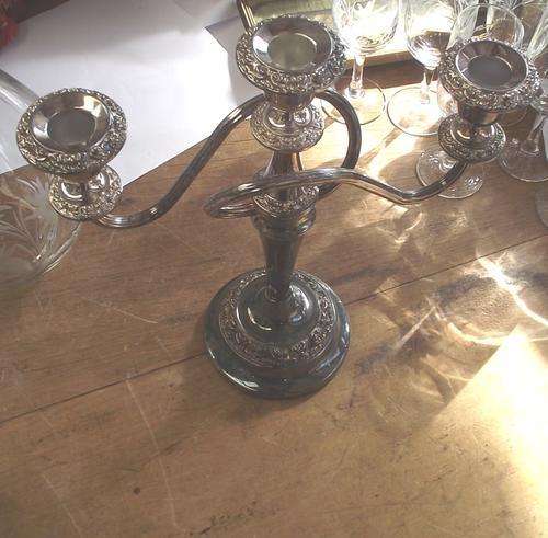 SILVER PLATED 3 BRANCH CANDELABRA IANTHE