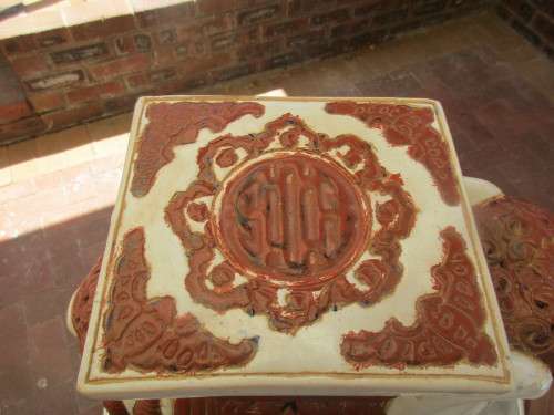 LOVELY ! BIG CERAMIC WHITE AND BROWN  ELEPHANT IT HAS AN INTERIOR LIGHT