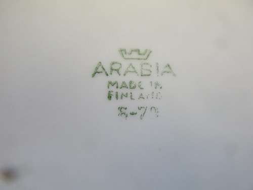 ARABIA FINLAND MATT WHITE TEAPOT WITH WICKER HANDLE