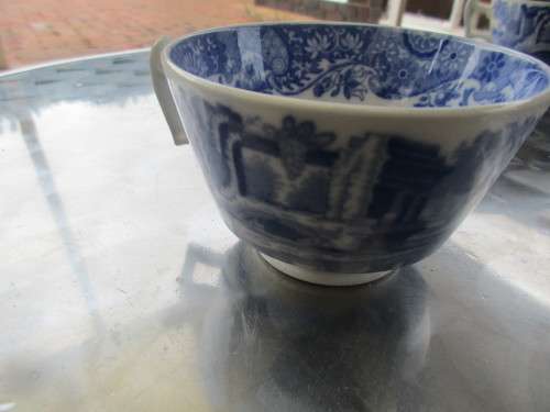 SET OF  FOUR COPELAND SPODE ITALIAN BLUE AMD WHITE CUPS