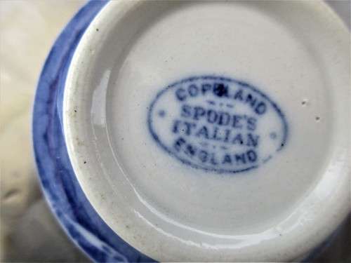SET OF  FOUR COPELAND SPODE ITALIAN BLUE AMD WHITE CUPS