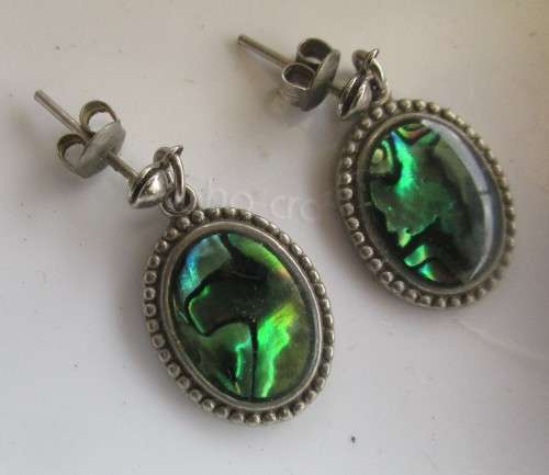 BEAUTIFUL MOTHER OF PEARL EARRINGS SET IN SILVER PLATE