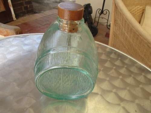 GLASS DECANTER IN SHAPE OF A BARREL 1950`S