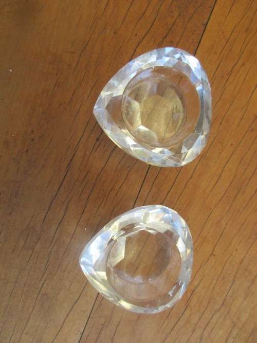 A PAIR CRYSTAL SALTS ALSO MAY BE USED AS CANDLEHOLDERS