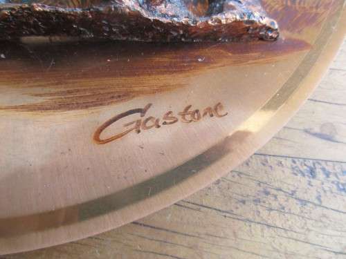 BEAUTIFUL GASTONE COPPER ELEPHANT AND CALF PLAQUE. MEMORIES OF RHODESIA