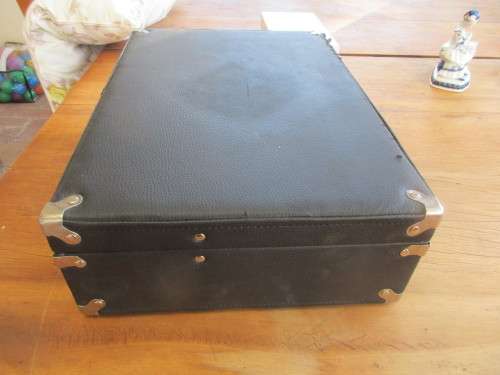 BLACK LEATHERETTE CUTLERY BOX SUITCASE STYLE