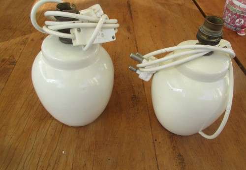 PAIR OF CREAM POTTERY LAMPS