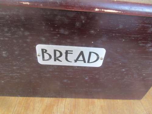 BROWN WOODEN BREAD BIN