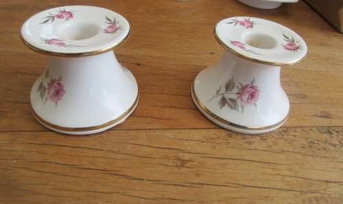 BELL WARE AG GILLIES MEYERTON PORCELAIN  PAIR CANDLESTICKS SOUTH AFRICA