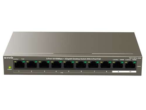 Tenda 10 Port Ethernet Switch with 8 Port PoE | TEF1110P-8-102W