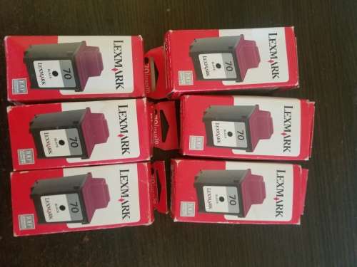 6x Lexmark 70 Black Ink Cartridge - OEM (OLD CARTRIDGES)