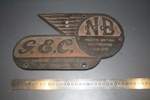 " G.E.C and North British Loco Company" Train Plate.