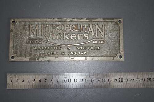 Metropolitan Vickers Carriage Plate