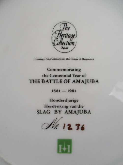 Battle of Amajuba Commemorative Plate. Heritage Collection. 25 cm Diameter