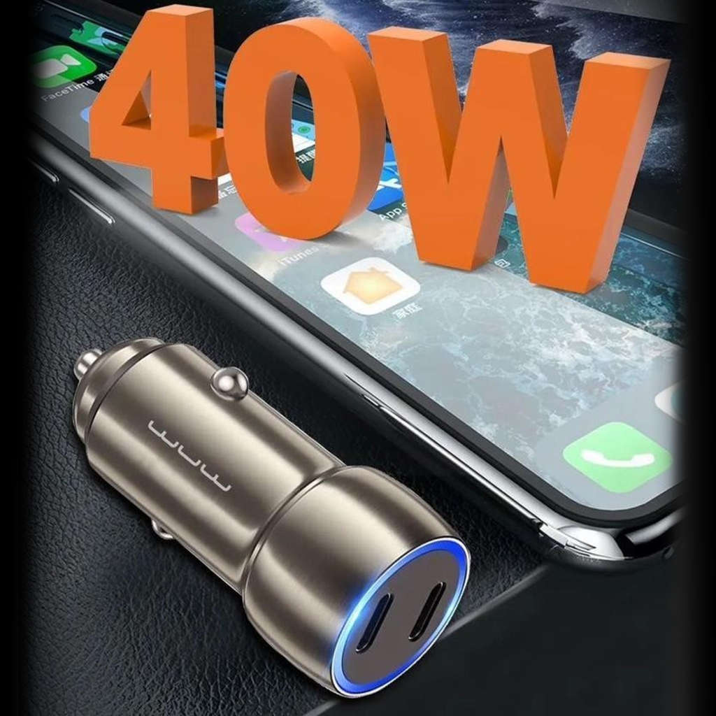 SWEG Gadgets Fast Charging 40W Car Charger C190 Dual Type-C Ports METAL
