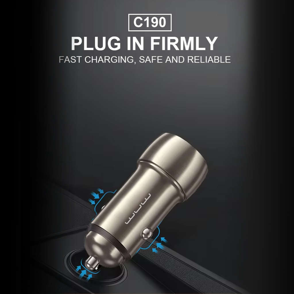 SWEG Gadgets Fast Charging 40W Car Charger C190 Dual Type-C Ports METAL