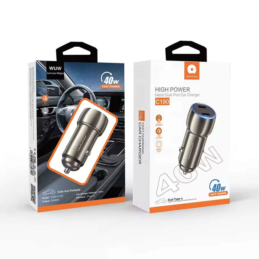 SWEG Gadgets Fast Charging 40W Car Charger C190 Dual Type-C Ports METAL