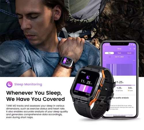 KOSPET TANK M2 Tough Rugged Smartwatch - Activity, Heart & Sleep Tracker - BLACK