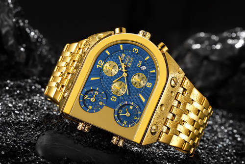 Relogio Top Brand TEMEITE Big Quartz Watches Men Military Waterproof Business Wristwatch Luxury Gold