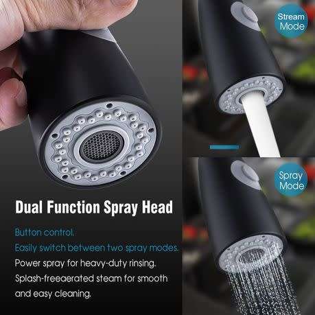 Pro-Techt Pull Down Kitchen Mixer Tap Matte Black Faucet