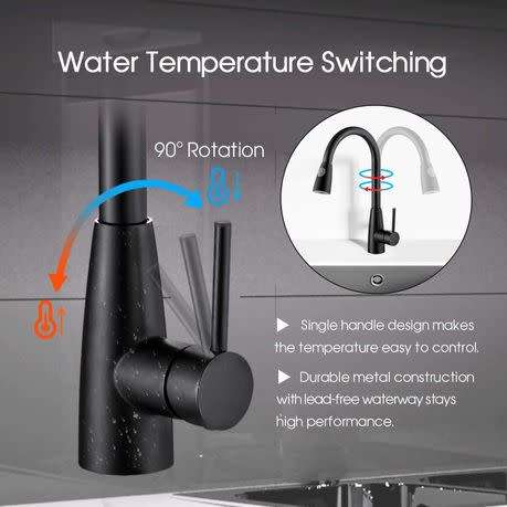 Pro-Techt Pull Down Kitchen Mixer Tap Matte Black Faucet