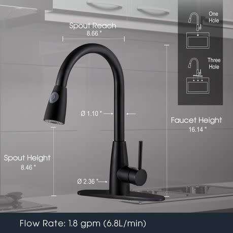 Pro-Techt Pull Down Kitchen Mixer Tap Matte Black Faucet