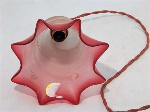 A VICTORIAN RISE AND FALL LAMP WITH A PINK GLASS SHADE