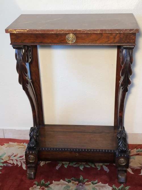 REGENCY MAHOGANY AND MARBLE HALL TABLE Circa 1820 (BAADA STAMP)