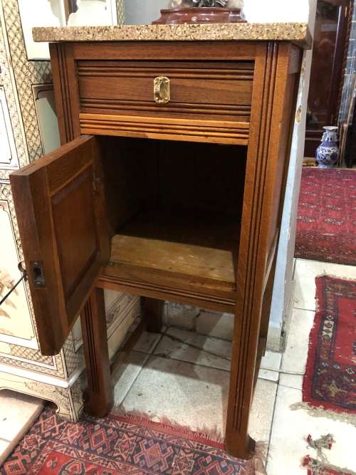 FRENCH OAK AND MARBLE SIDE TABLE CIRCA 1920