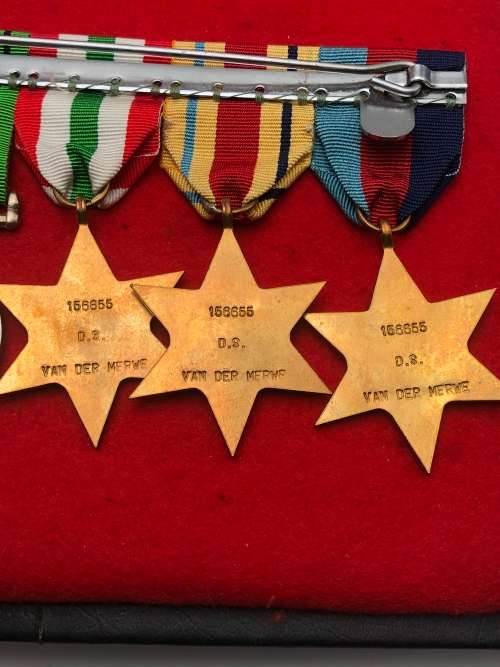 037) WW2 GROUP 6 MEDALS 8th ARMY BAR 156655 DS VAN DER MERWE