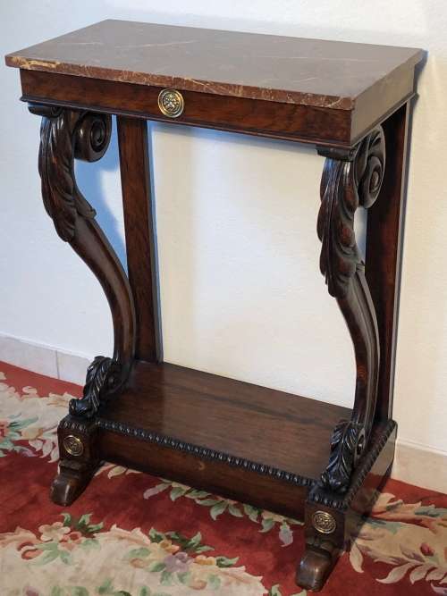 REGENCY MAHOGANY AND MARBLE HALL TABLE Circa 1820 (BAADA STAMP)