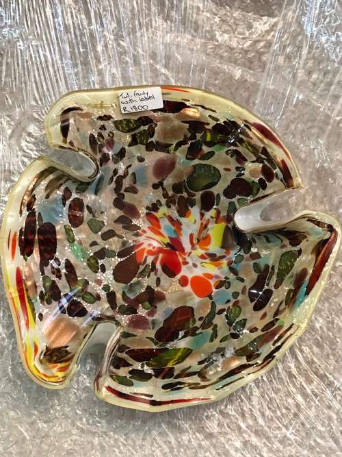 VINTAGE MURANO GLASS VETRO ARTISTICO VENEZIA  TUTI FRUITY BOWL (ORIGINAL LABEL)