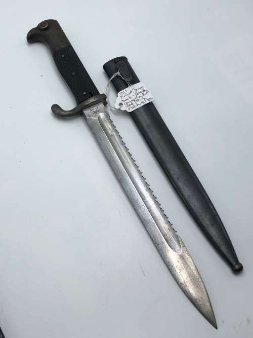 RARE 1911 SAWBACK BAYONET MARKED ERFURT (POSSIBLY GERMAN SOUTH WEST AFRICA)MATCHING NUMBERS (3)