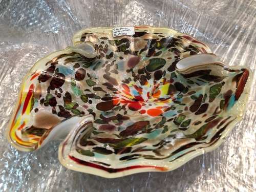 VINTAGE MURANO GLASS VETRO ARTISTICO VENEZIA  TUTI FRUITY BOWL (ORIGINAL LABEL)