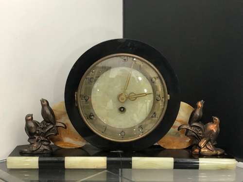 FRENCH ART DECO MARBLE MANTEL CLOCK