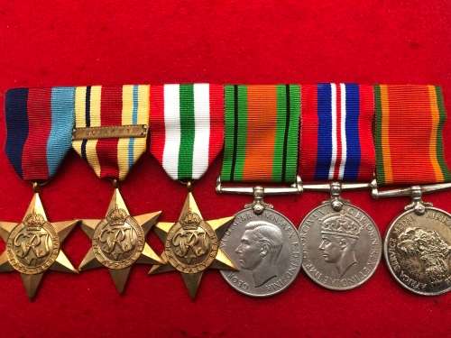 037) WW2 GROUP 6 MEDALS 8th ARMY BAR 156655 DS VAN DER MERWE