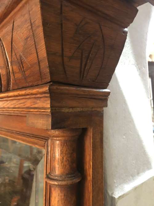 VERY LARGE OAK HALL MIRROR CIRCA 1900