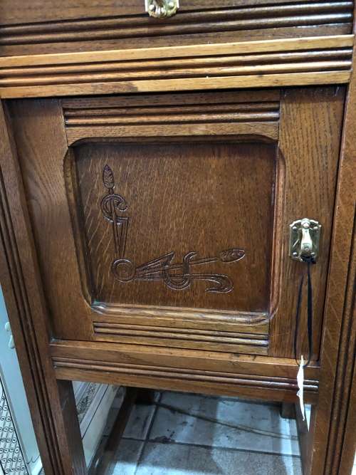 FRENCH OAK AND MARBLE SIDE TABLE CIRCA 1920