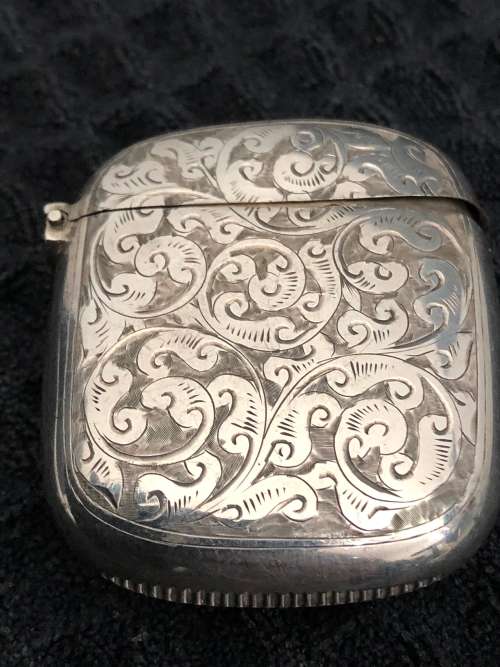 ENGRAVED SILVER VESTA CASE BIRMINGHAM 1894