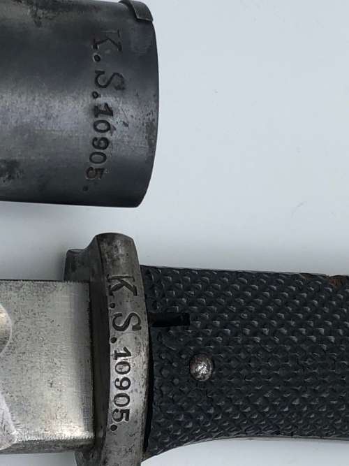 RARE 1911 SAWBACK BAYONET MARKED ERFURT (POSSIBLY GERMAN SOUTH WEST AFRICA)MATCHING NUMBERS (3)