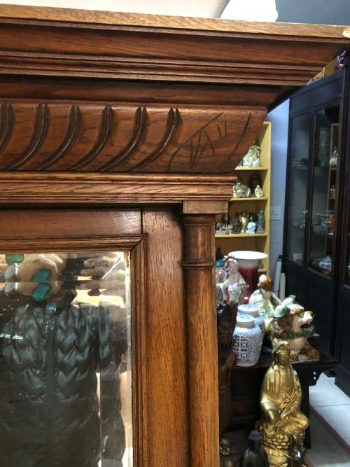 VERY LARGE OAK HALL MIRROR CIRCA 1900